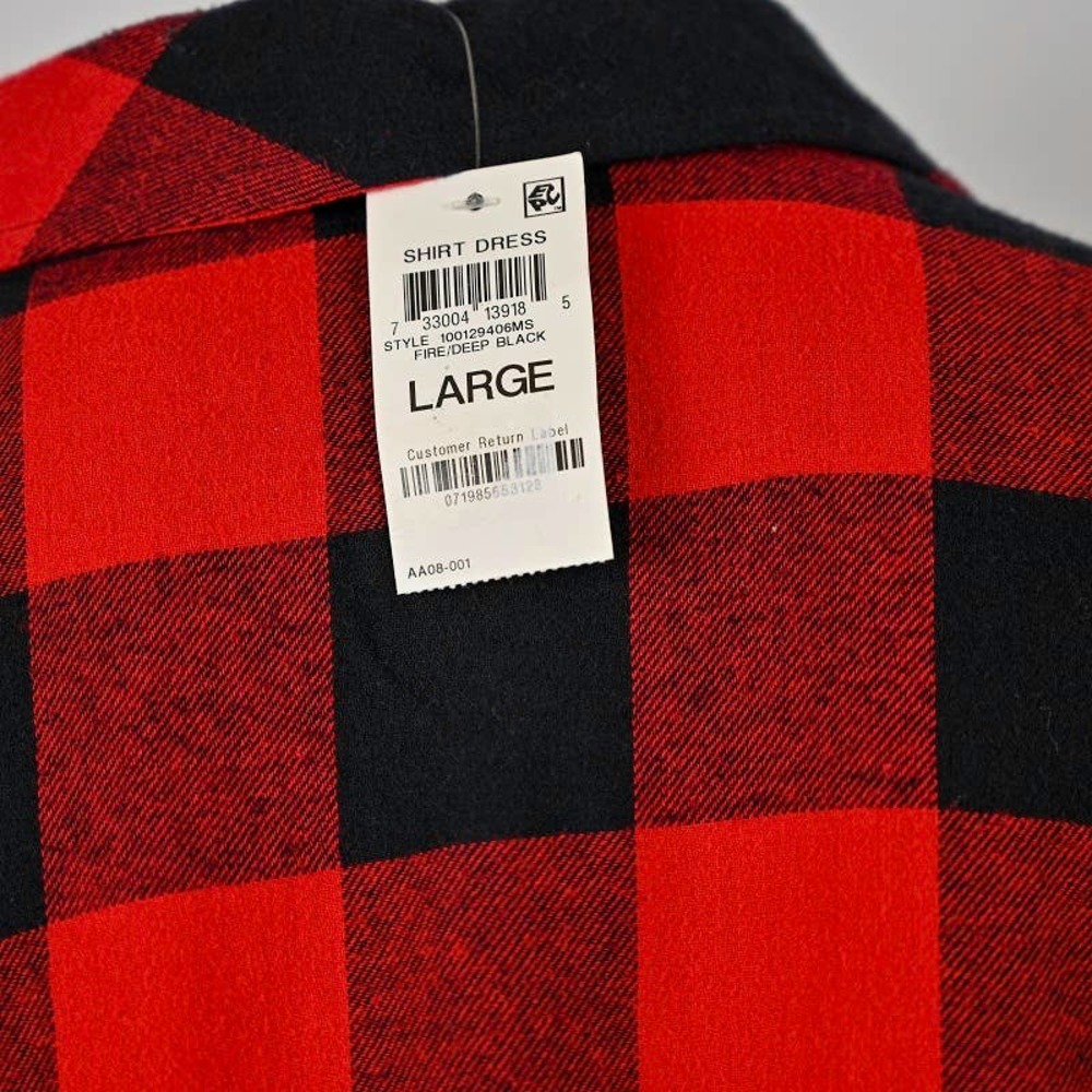 Plaid Flannel Shirtdress Size L Red/Black NWT Style & Co - Picture 2 of 5